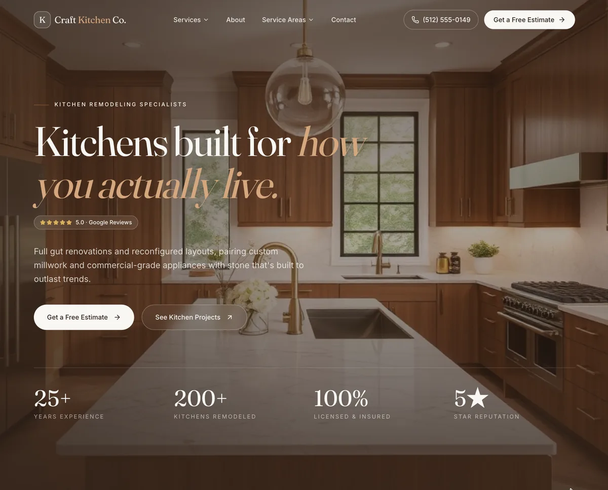 Kitchen Remodeling website preview