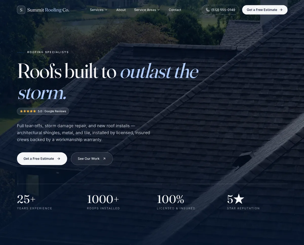 Roofing Company website preview